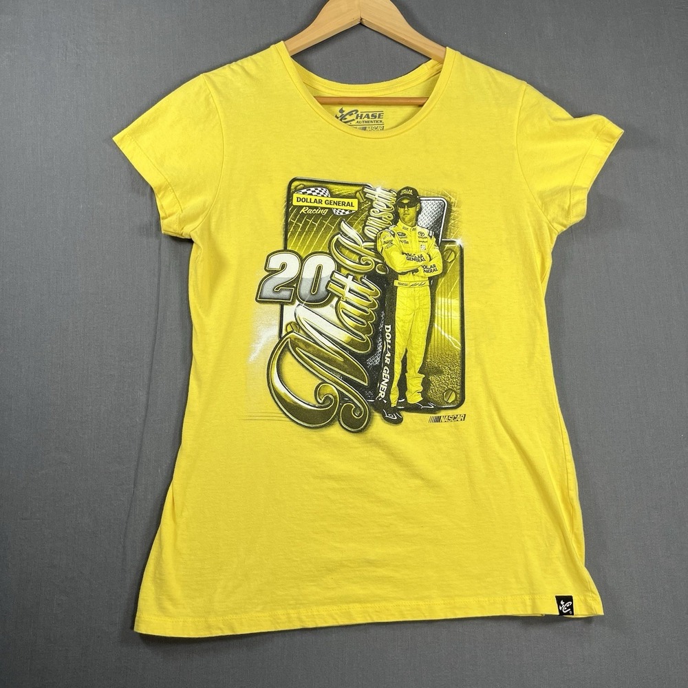 Chase Authentics Nascar Women's Large Yellow Short Sleeve T Shirt Matt Kenseth